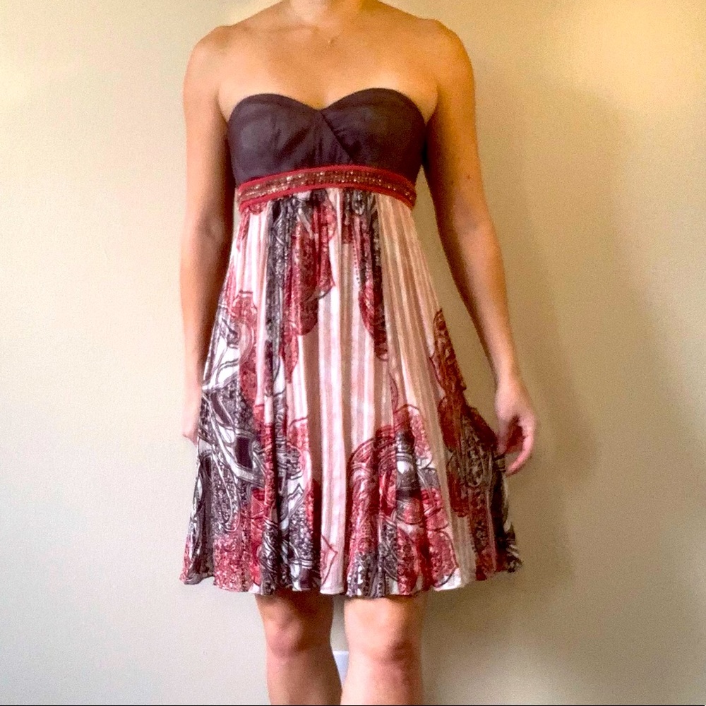 BCBG Strapless Dress with Sequin Waistline